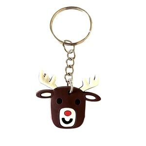🔴 5 for $10 ONE Holiday Festive Christmas Reindeer Ring Key Chain